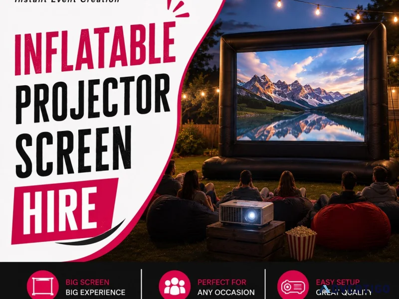 Inflatable projector screen for outdoor movie events