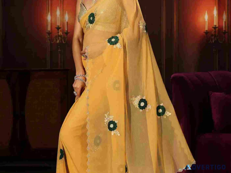 Shop stylish yellow sarees for haldi at libas