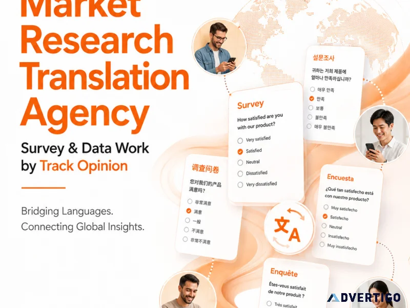 Market research translation agency survey data work by track