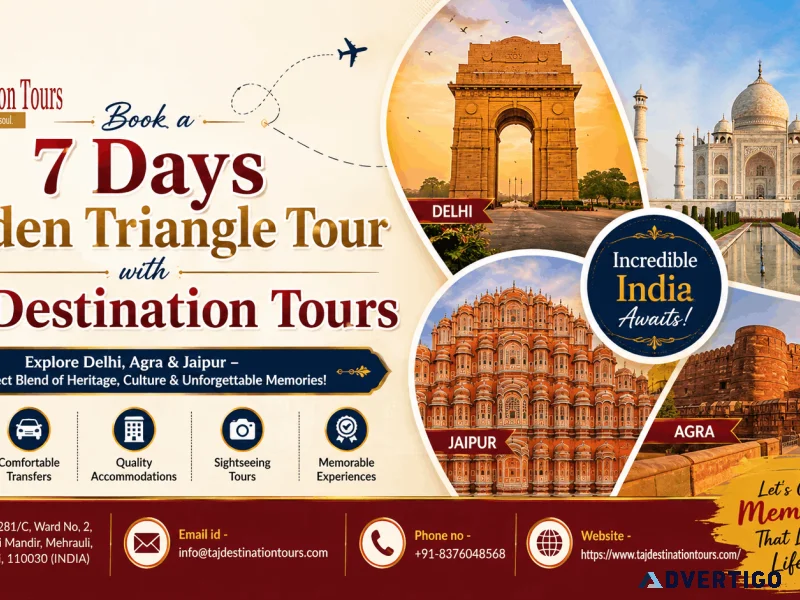 Book a 7 days golden triangle tour with taj destination tours