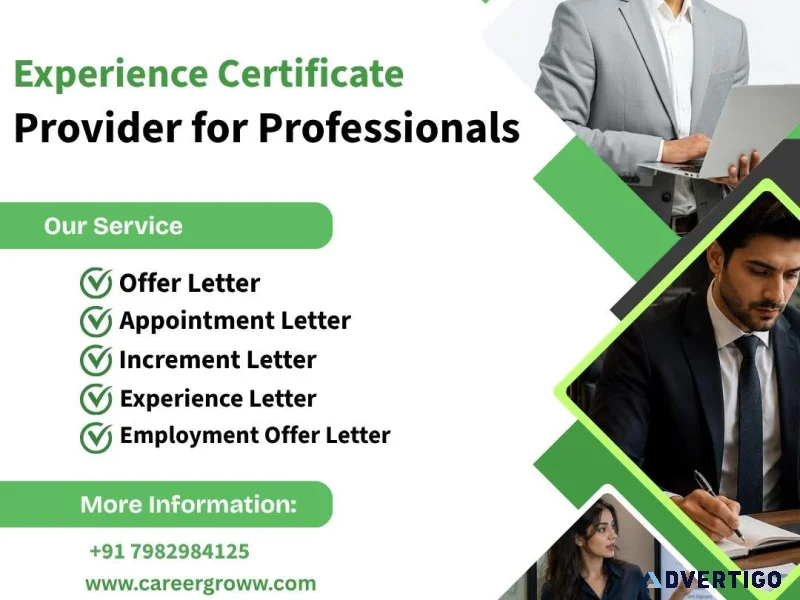 Experienced experience certificate provider for professionals