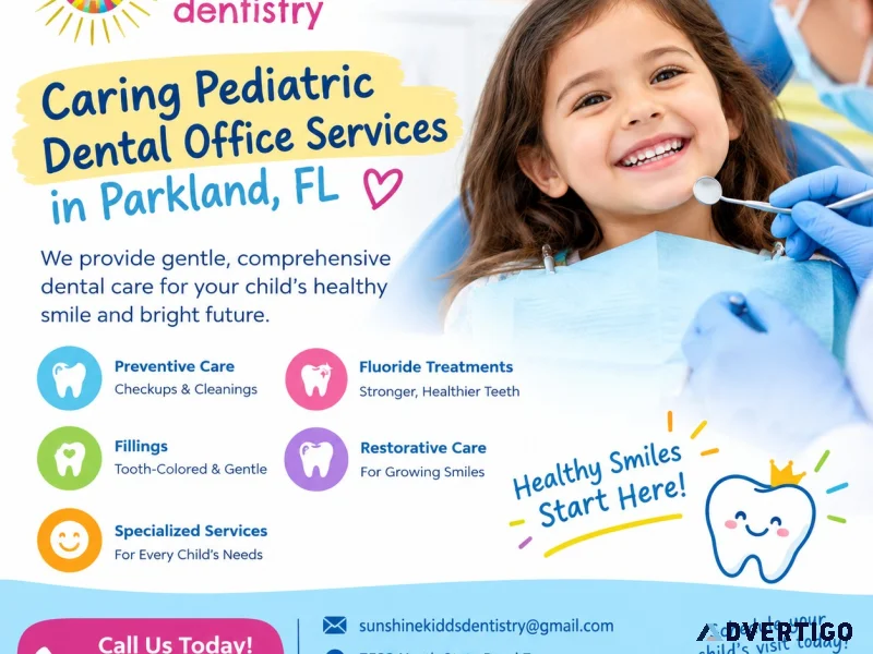 Caring pediatric dental office services in parkland fl