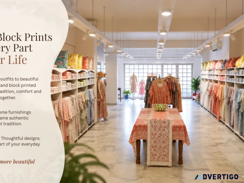 Hand block printed clothes and home furnishings