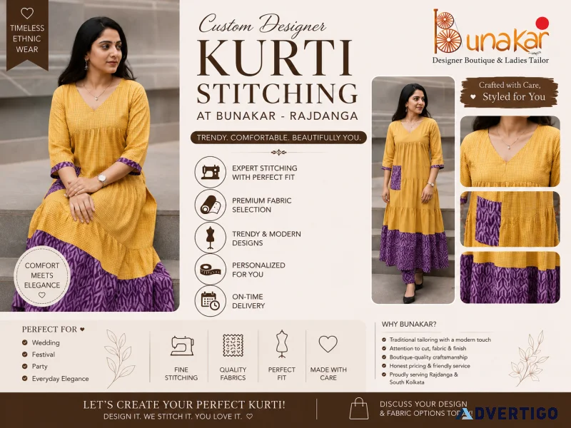 Designer kurti stitching rajdanga custom fits by bunakar