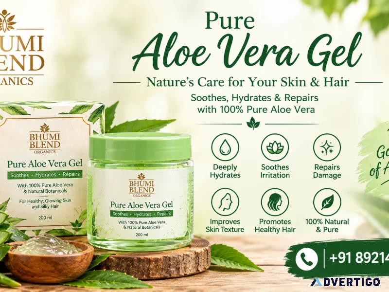 Pure aloe vera gel for hydrated fresh skin