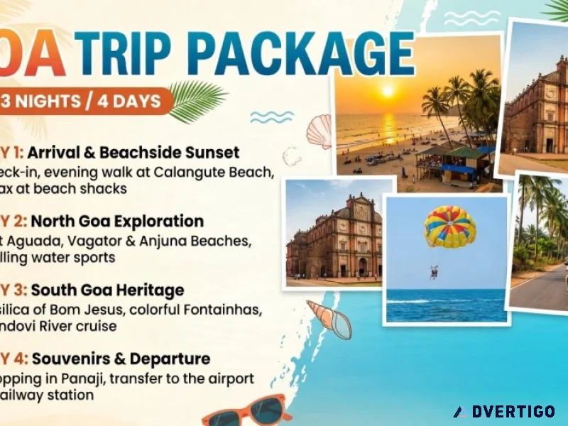 Goa trip package for 3 nights north goa fun beach time