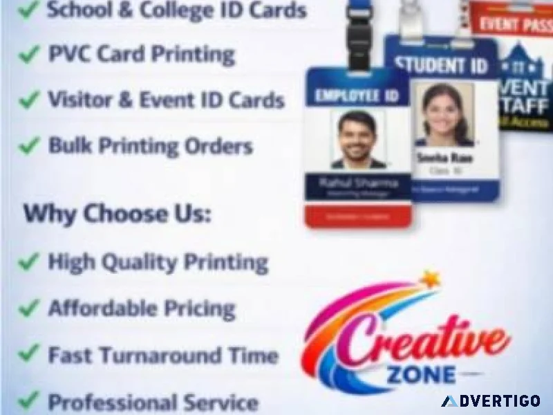 Plastic id card rs 20 lanyards rs 30 pvc card printing