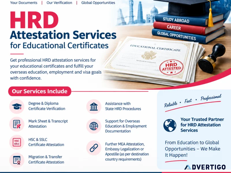 Hrd attestation services for educational certificates