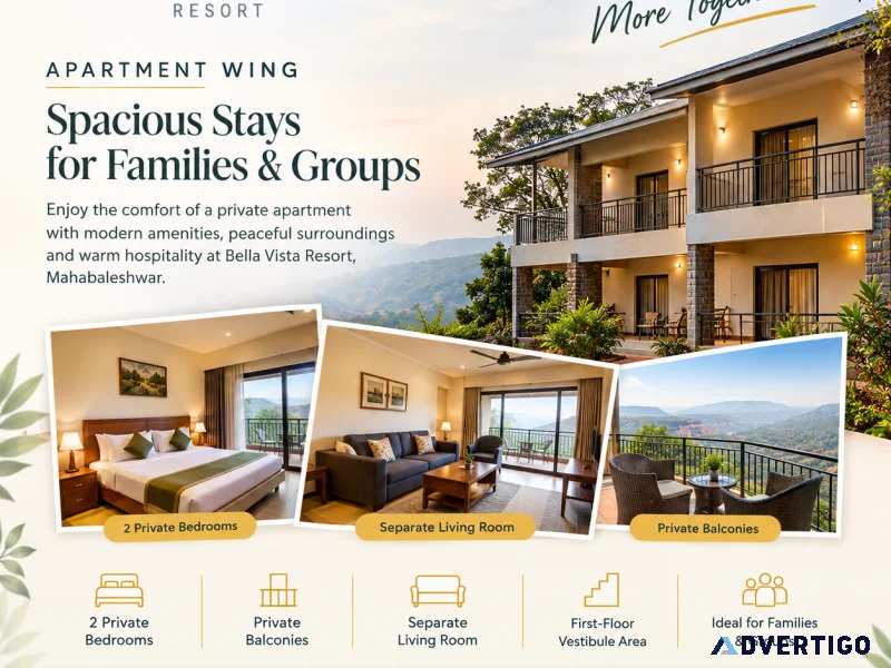 Apartment wing at bella vista resort spacious family stay in m