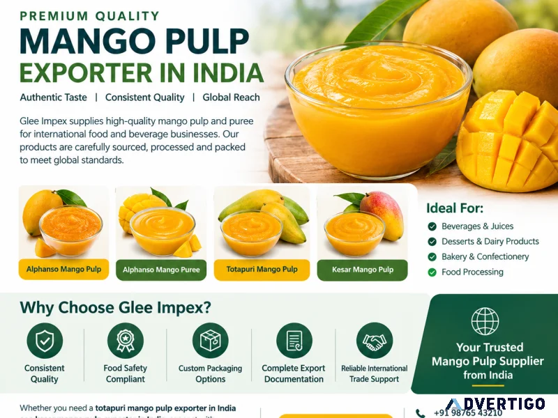 Premium mango pulp exporter in india