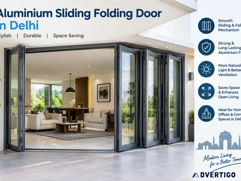 Aluminium sliding folding door in delhi
