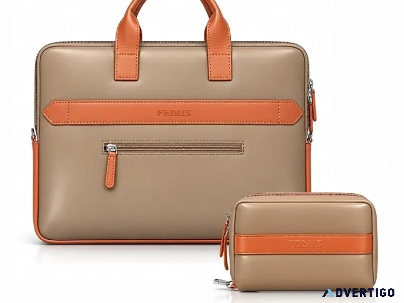 Fedus aurum caramel sand laptop bag vegan leather handbag crossb