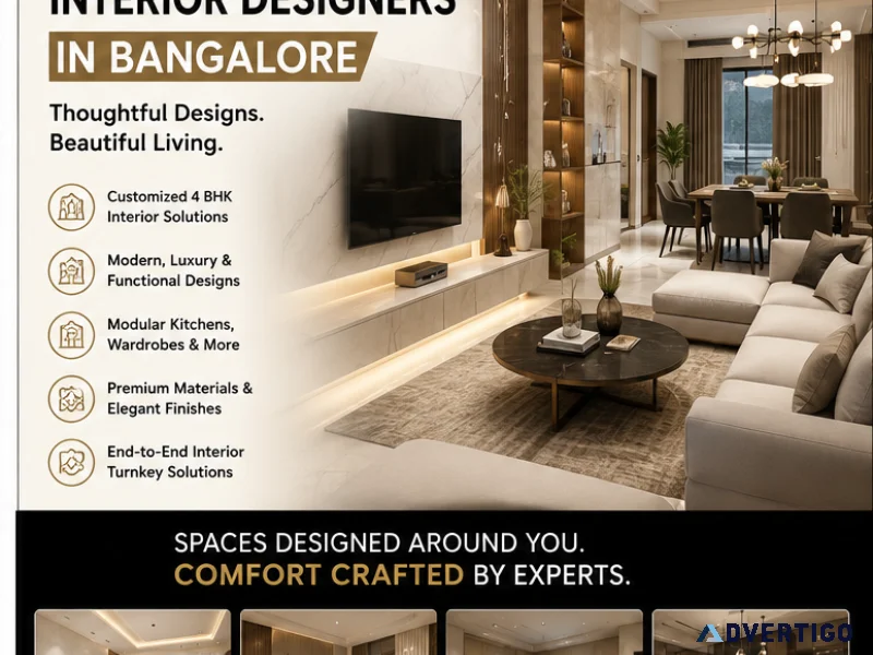 Best 4 bhk interior designers in bangalore