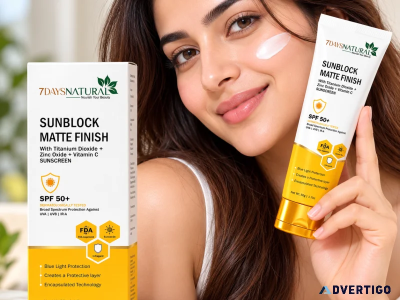 Sunblock matte finish sunscreen spf 50 for daily uv protection