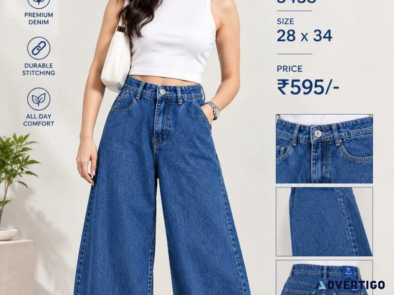 Blue 18 womens highwaisted classic blue wideleg jeans