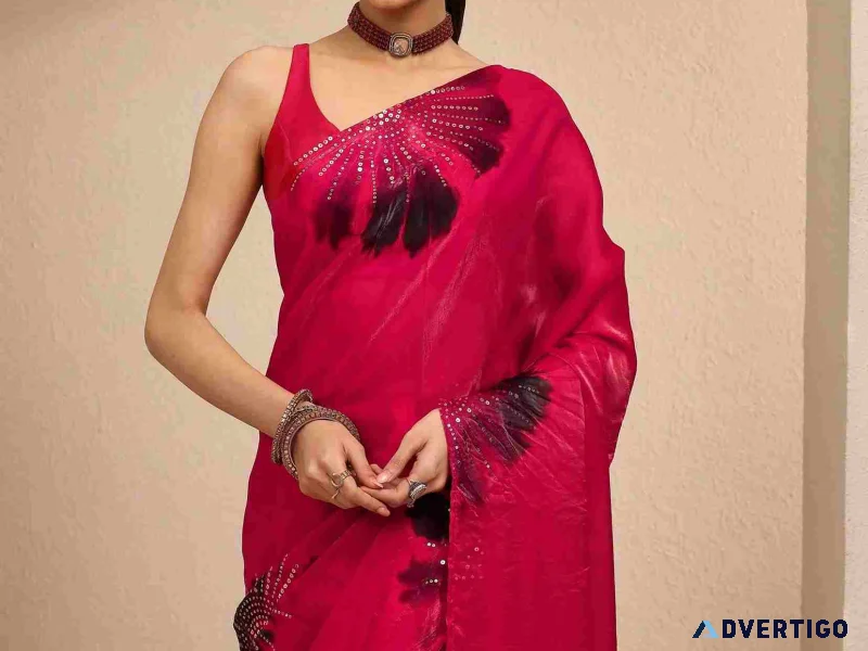 Shop red silk sarees online at libas