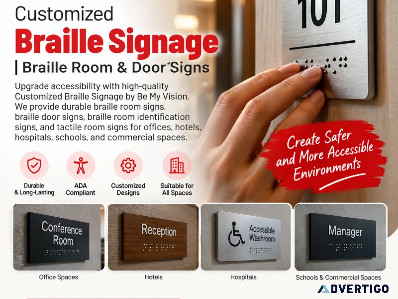 Customized braille signage braille room door signs