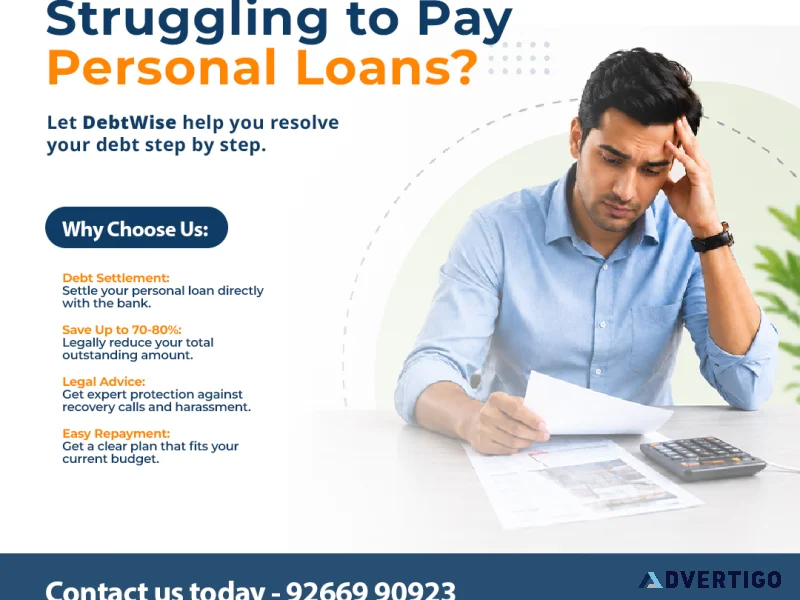 Struggling to pay personal loans settle legally with debt wise
