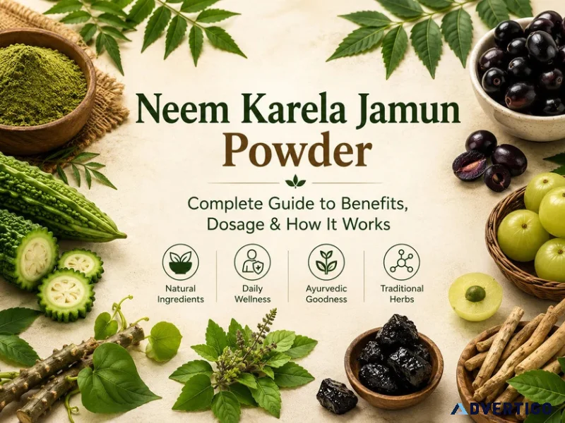 Karela jamun and neem powder traditional ayurvedic herbs for ev