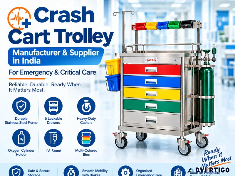 Crash cart trolley manufacturer supplier in india