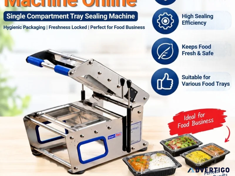 Buy food packaging machine online single compartment tray seal