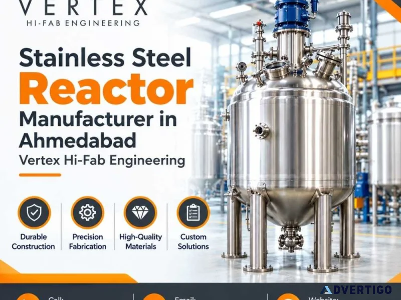 Stainless steel reactor manufacturer in ahmedabad vertex hifa