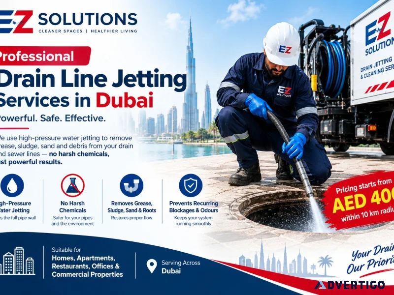 Professional drain line jetting services in dubai