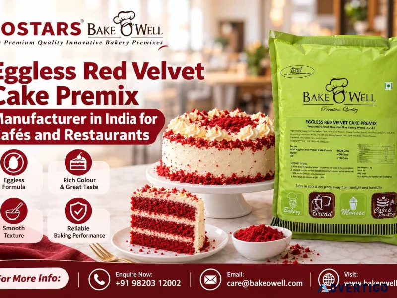 Eggless red velvet cake premix manufacturer in india for cafés a