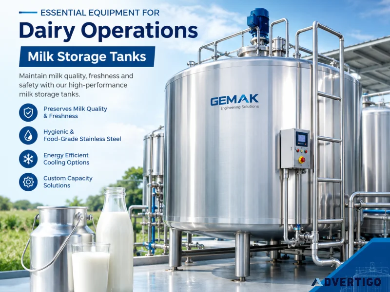 Milk storage tanks for hygienic and efficient dairy operations