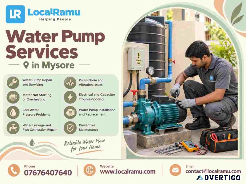 Smart water pump repair service in mysore by localramu