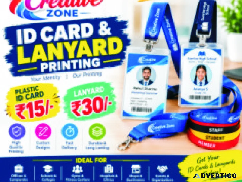 Customized plastic id cards rs 15 multicolor digital lanyar