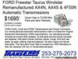 FORD Taurus Windstar Freestar Rebuilt AX4N AX4S 4F50N AXODE A
