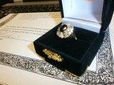 Certified Ladies 18K Yellow Gold Sapphire and Diamond Ring