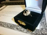 Certified Ladies 18K Yellow Gold Sapphire and Diamond Ring