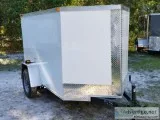 5 x 8 White Exterior ENCLOSED TRAILER with v Nose