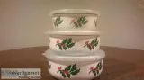 HOLIDAY HOLLY and BERRIES NESTING MIXINGSTORAGE BOWLS W LIDS-SET