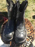 Country Leather Boot With Designs - Size 9
