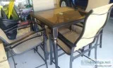 36&quot sq. Glass and Aluminum Bar High Patio Set w 4 chairs