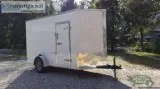 NEW White EXTERIOR 6   x12 Enclosed Trailer w Rear Ramp Door and
