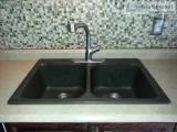 Blanco brown granite double sink with Kholer kitchen tap