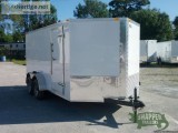 New Wht Ext. 7 ft x14 ft Motorcycle Hauler with Bar Lock Side Do