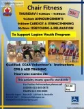 Chair fitness 930-11am Fee 2.00 Thursday  January 7th14th 21st 2