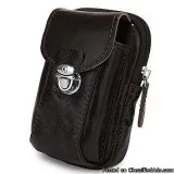 Universal Men and Women Brown Leather Smart Phone Belt Clip Pouc