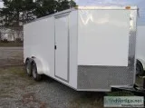Enclosed Cargo w 32 &quot RV Side Door Vnose -7 ft.x 16 New trai