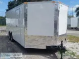 8.5x 20 ft Wht Ext Motorcycle Hauler w- Drings -NEW TRAILER