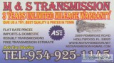MandS Transmission 3 Years Warranty
