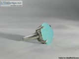 Estate Sea Foam Aqua Chalcedony Sterling Silver Solitaire Ring