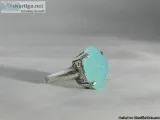 Estate Sea Foam Aqua Chalcedony Sterling Silver Solitaire Ring