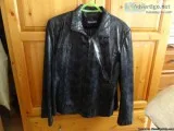 Black 100% genuine leather jacket with &quotreptilian&quot  desi
