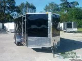 New 7x16   Moving Trailer Sharp looking BLACK EXT with Side Door